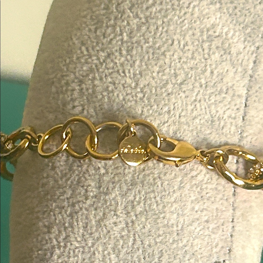 Stella & Dot Gold Tone Pavé Crystal Encrusted Chain Link Bracelet - Picture 4 of 11